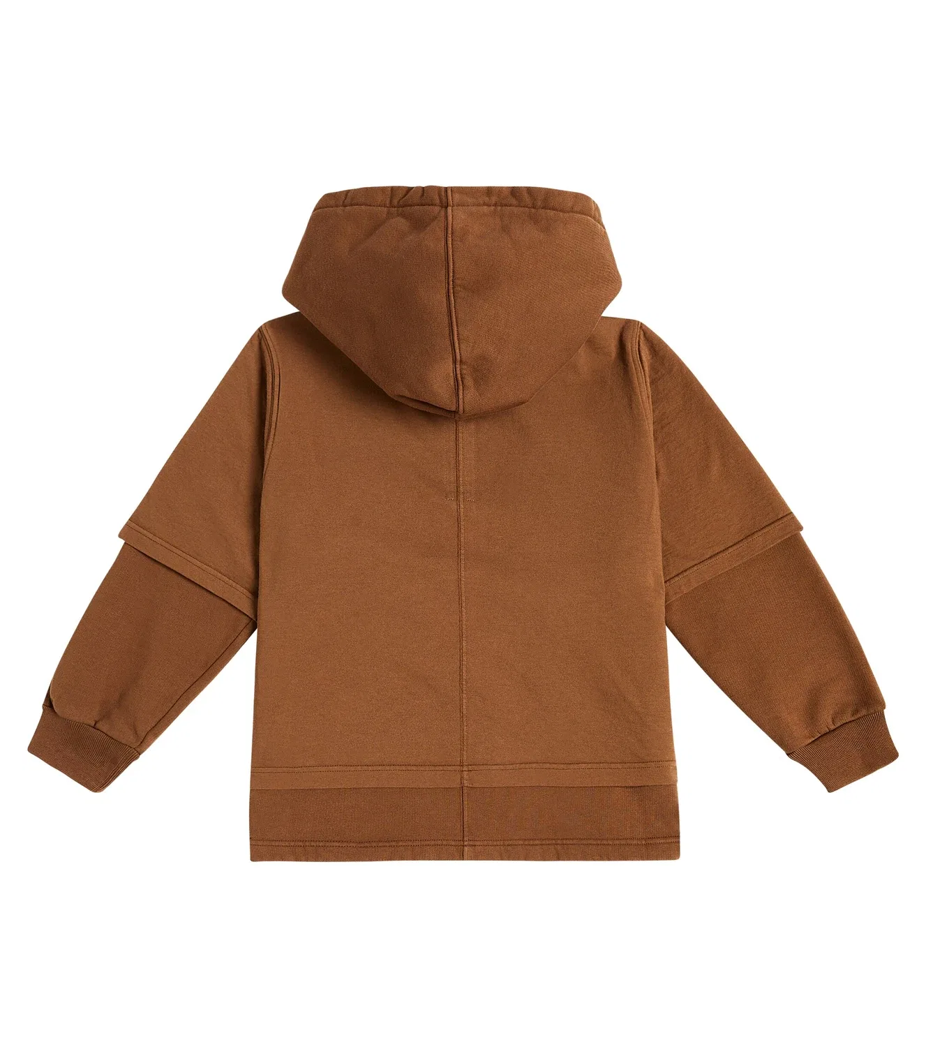 Худи из хлопкового джерси Hustler Rick Owens Kids, коричневый — фото 4