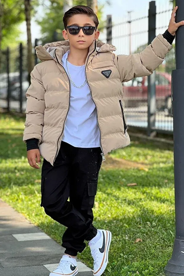 Детское пальто для девочек с капюшоном Pina Kids, Camel — фото 4