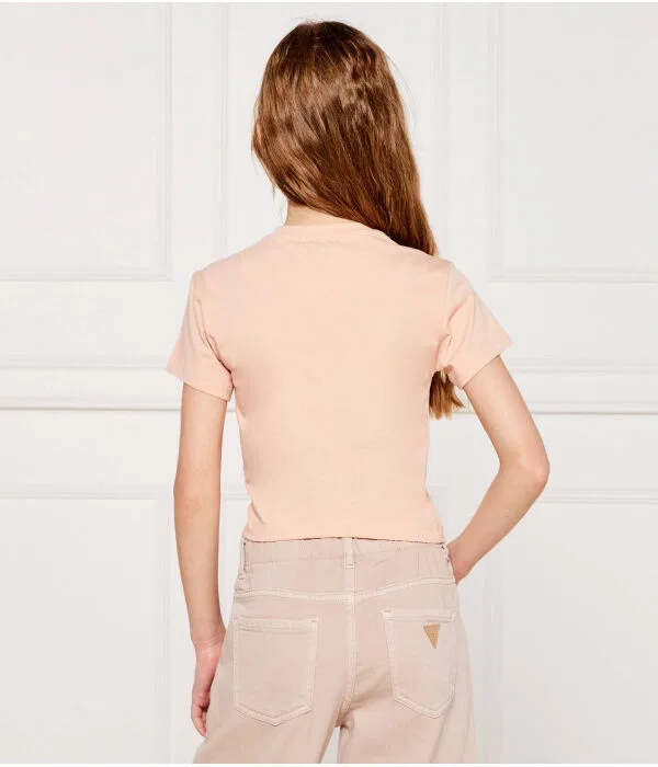 Детская футболка с принтом O-Neck T-Shirt Cropped Fit Pinko Up, Rosa Cipria — фото 3