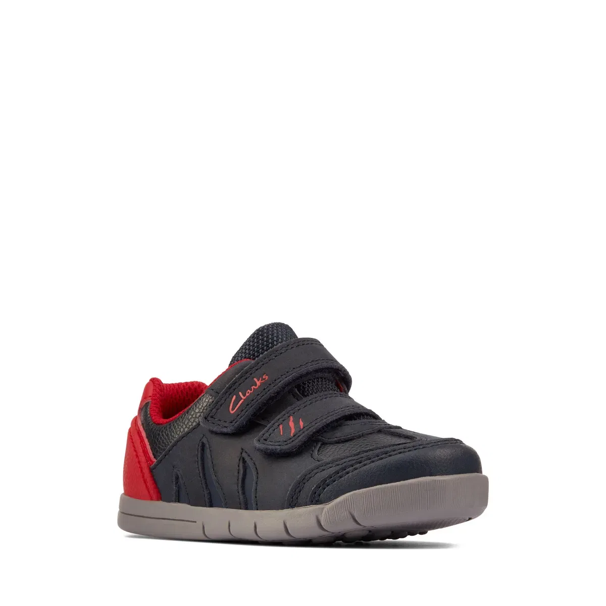 Clarks Детские кожаные кроссовки Rex Play Navy/Red Leather, Blue — фото 2