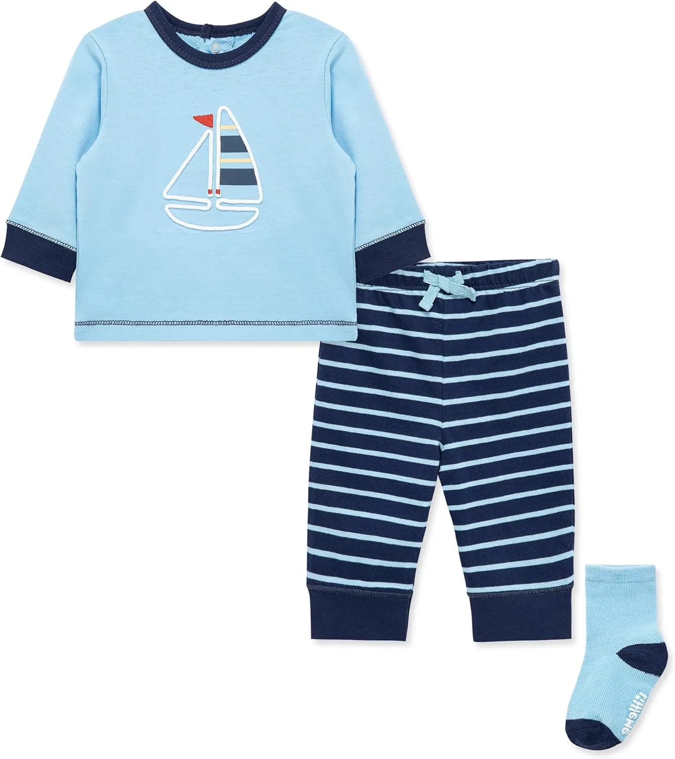 Детский спортивный костюм из 3 предметов Little Me, полоска, Baltic Blue