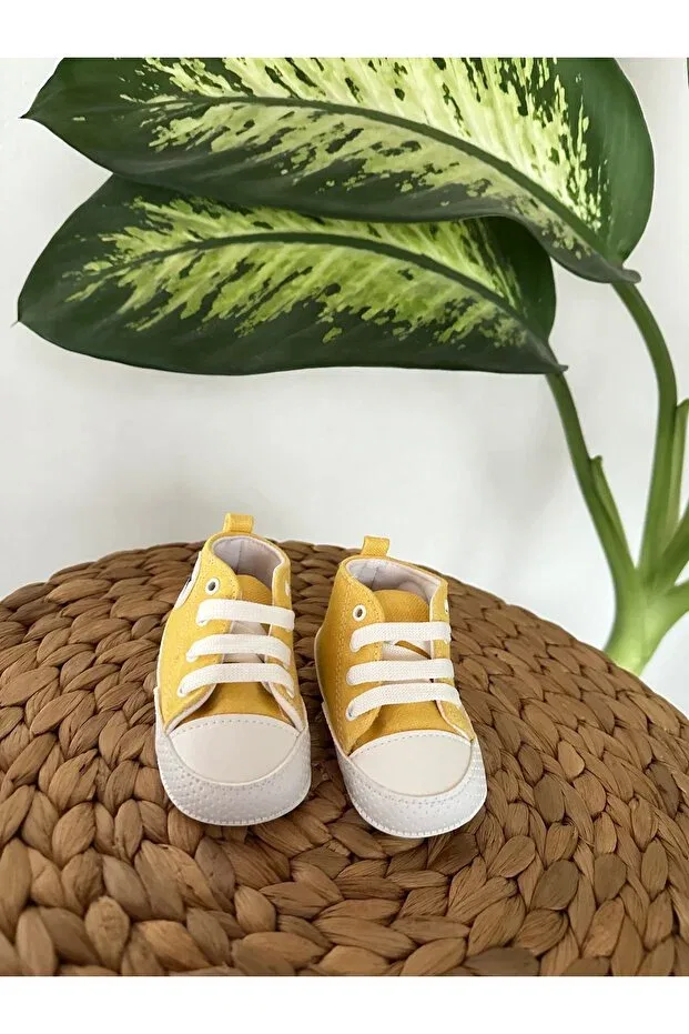 Детские пинетки для новорожденных без каблука с принтом Mamamete, Yellow — фото 2