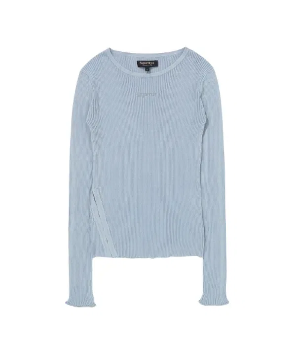 Вязаный лонгслив с разрезом, W, Superdry, Light Blue — фото 2