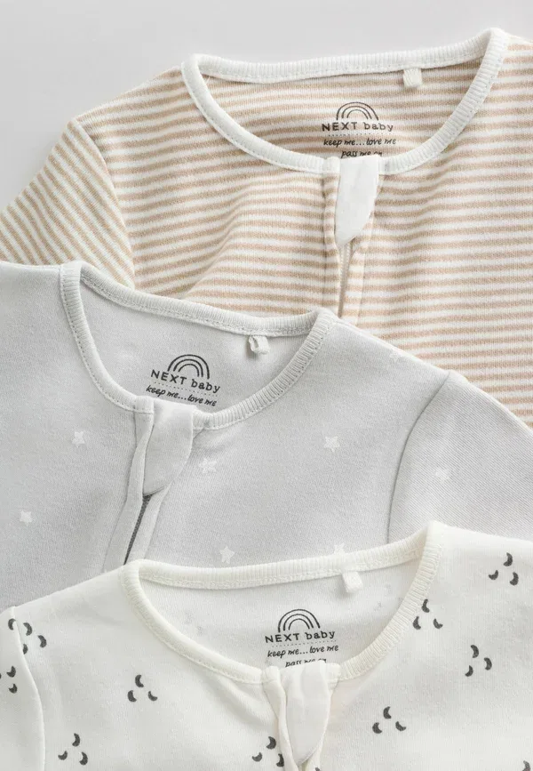Боди для девочек 3 шт, хлопок, Regular fit - baby rompers 3 pack unisex - Next, серый — фото 2