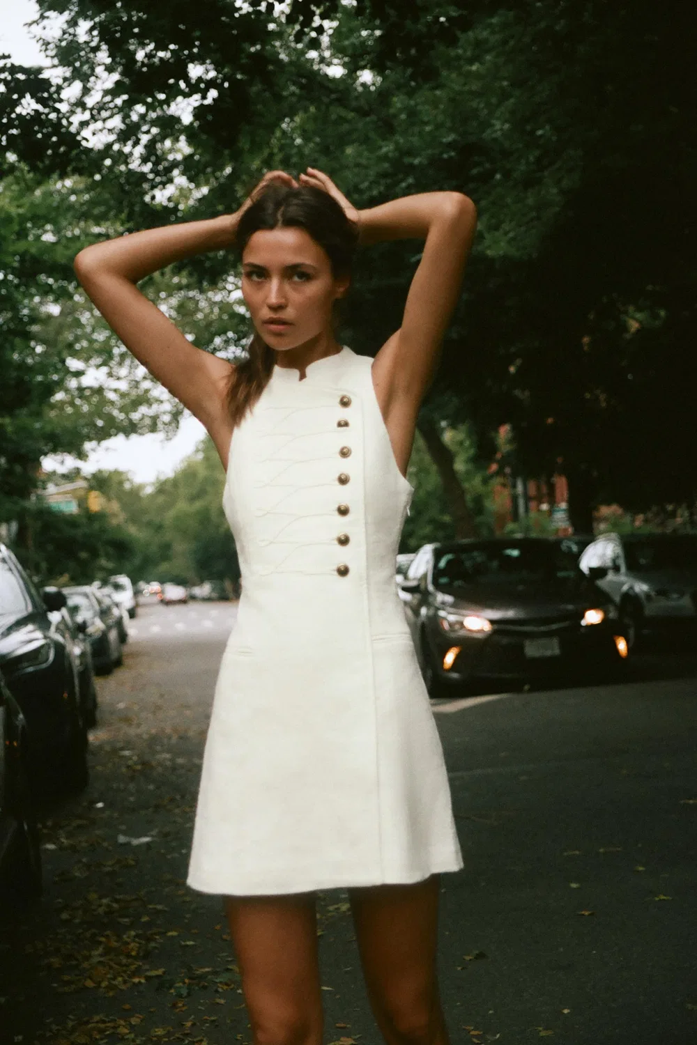 Мини-платье с застежкой в виде лягушки. ZARA, White — фото 3