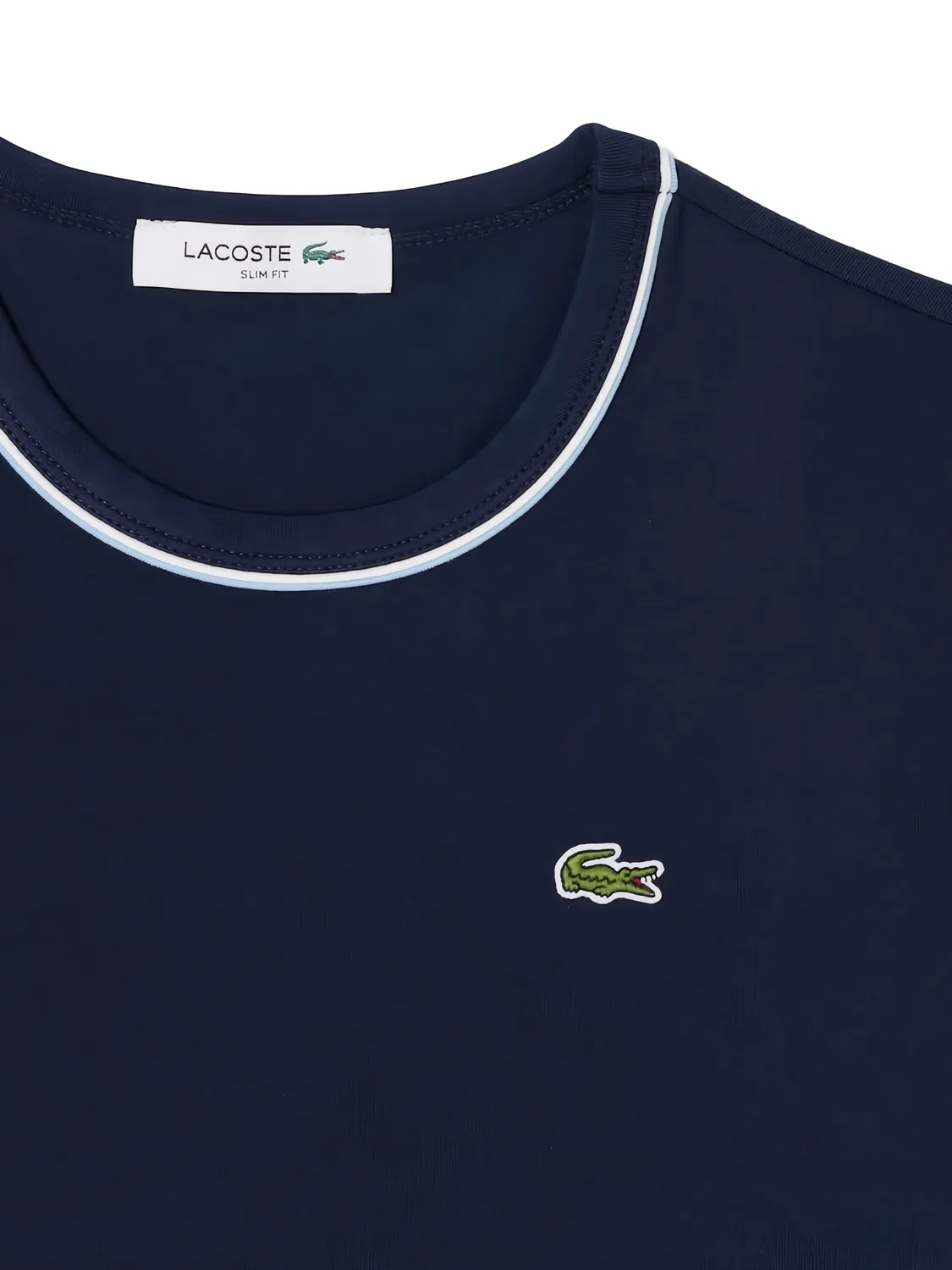Футболка с контрастной отделкой, синяя Lacoste, синий — фото 2