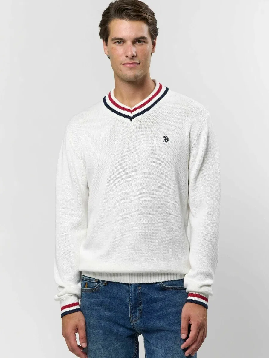 Свитер U.S. Polo Assn. 'UMEdmond' белого цвета — фото 3