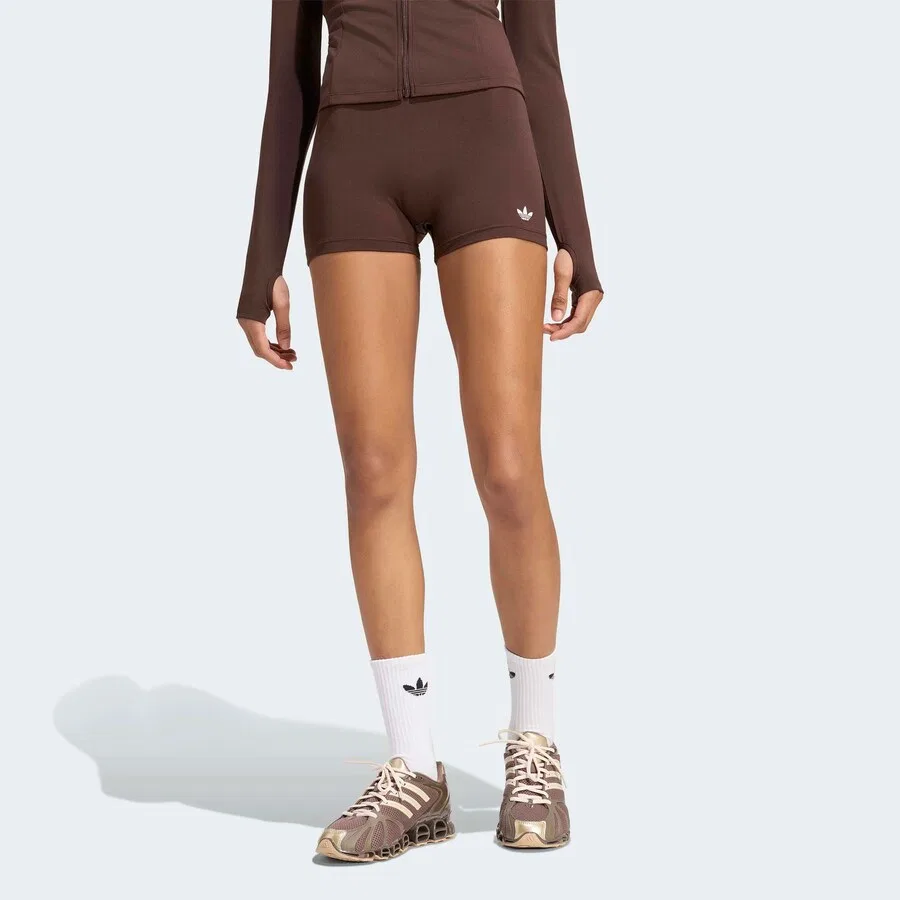 Узкие шорты ADIDAS ORIGINALS темно-коричневого цвета — фото 3