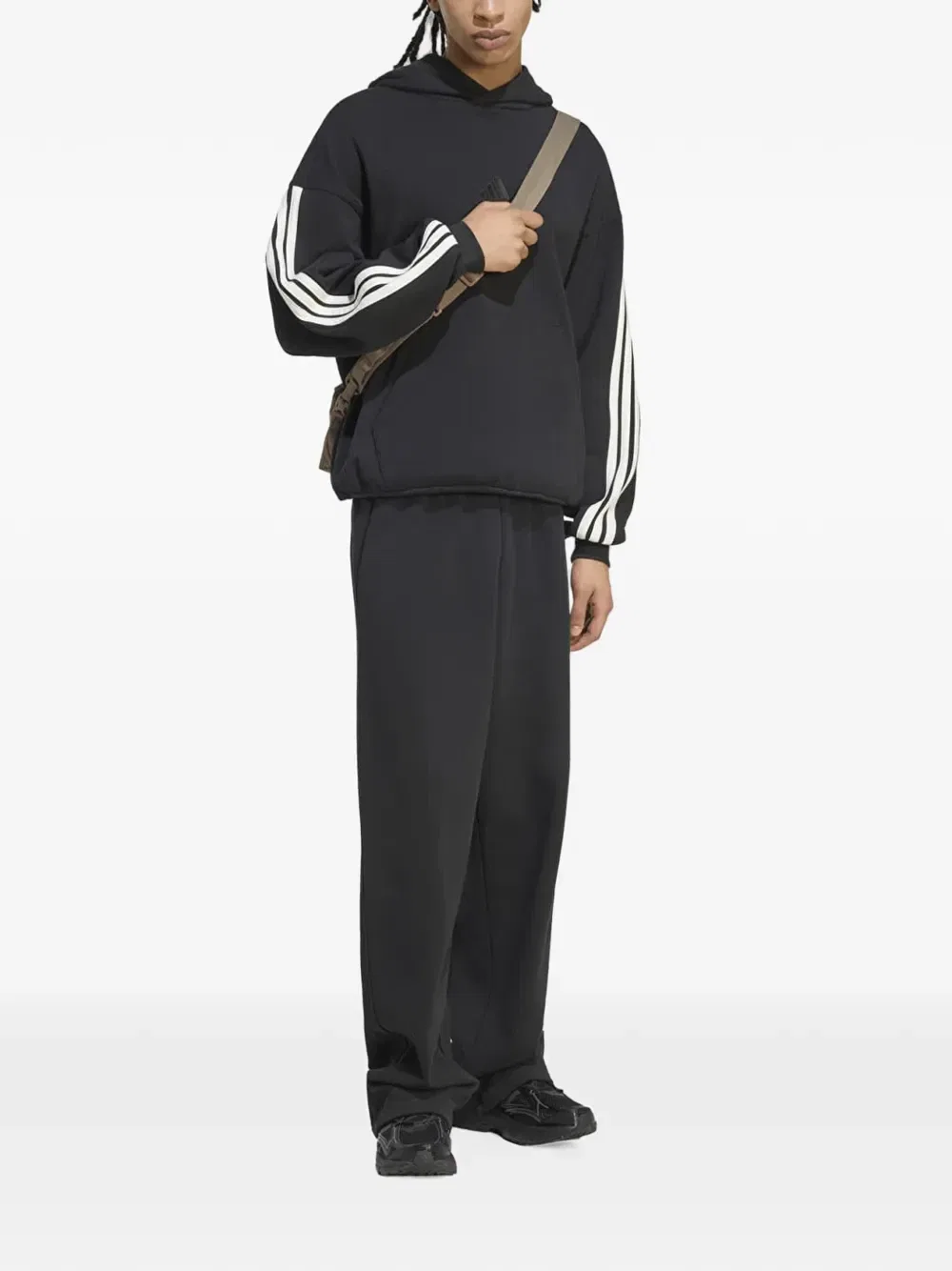 Худи с вышитым логотипом и 3 полосками Adidas, черный — фото 2