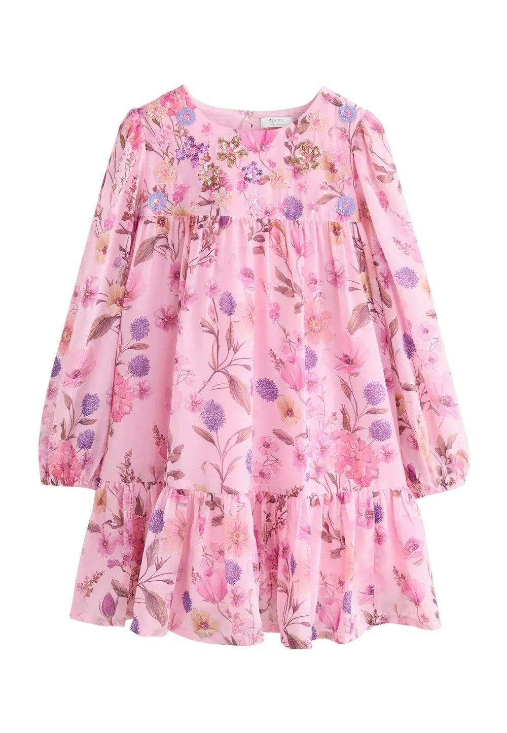 Платье из шифона стандартного кроя. Платье на каждый день Next, Light Pink Floral