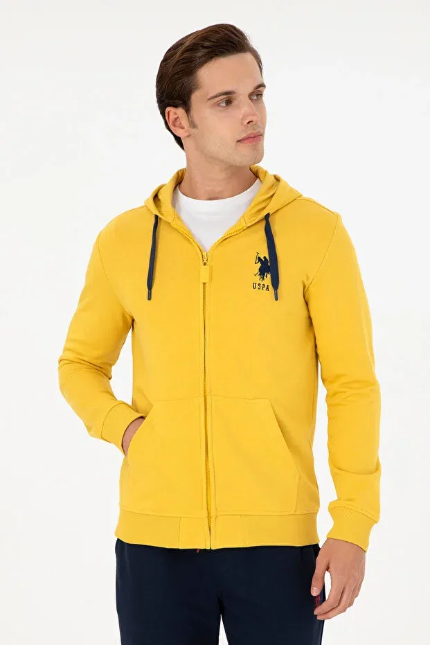 Мужской вязаный кардиган на молнии Basics U.S. Polo Assn., Dark Yellow