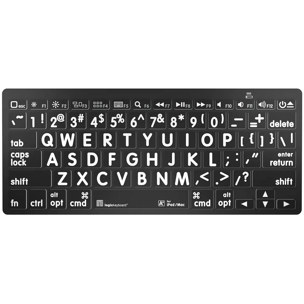 

Мини-клавиатура Logickeyboard Bluetooth с крупным шрифтом (белая на черном фоне, американский английский)