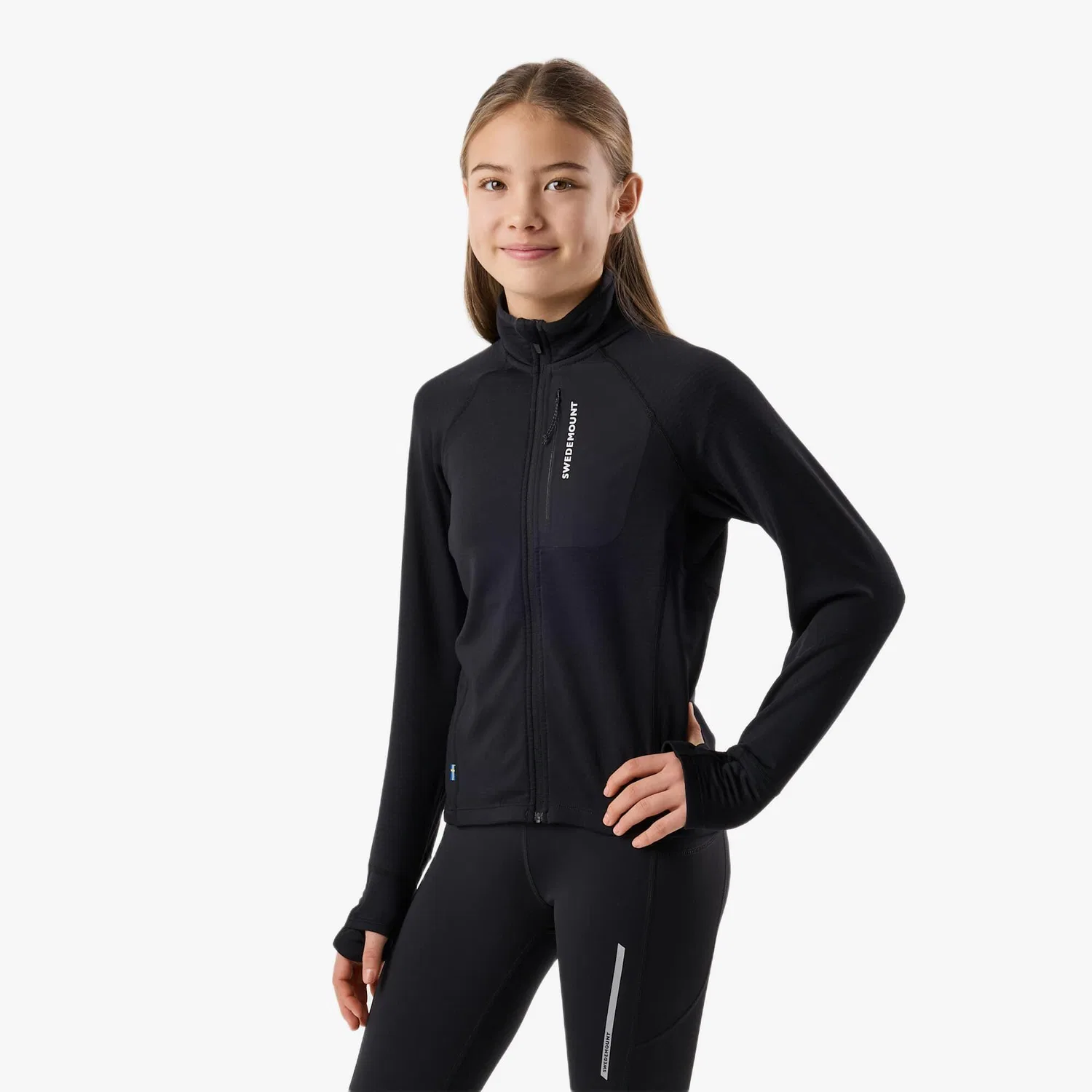 Детское тренировочное флисовое худи Ultra Light Full Zip JR Swedemount, Schwarz — фото 4