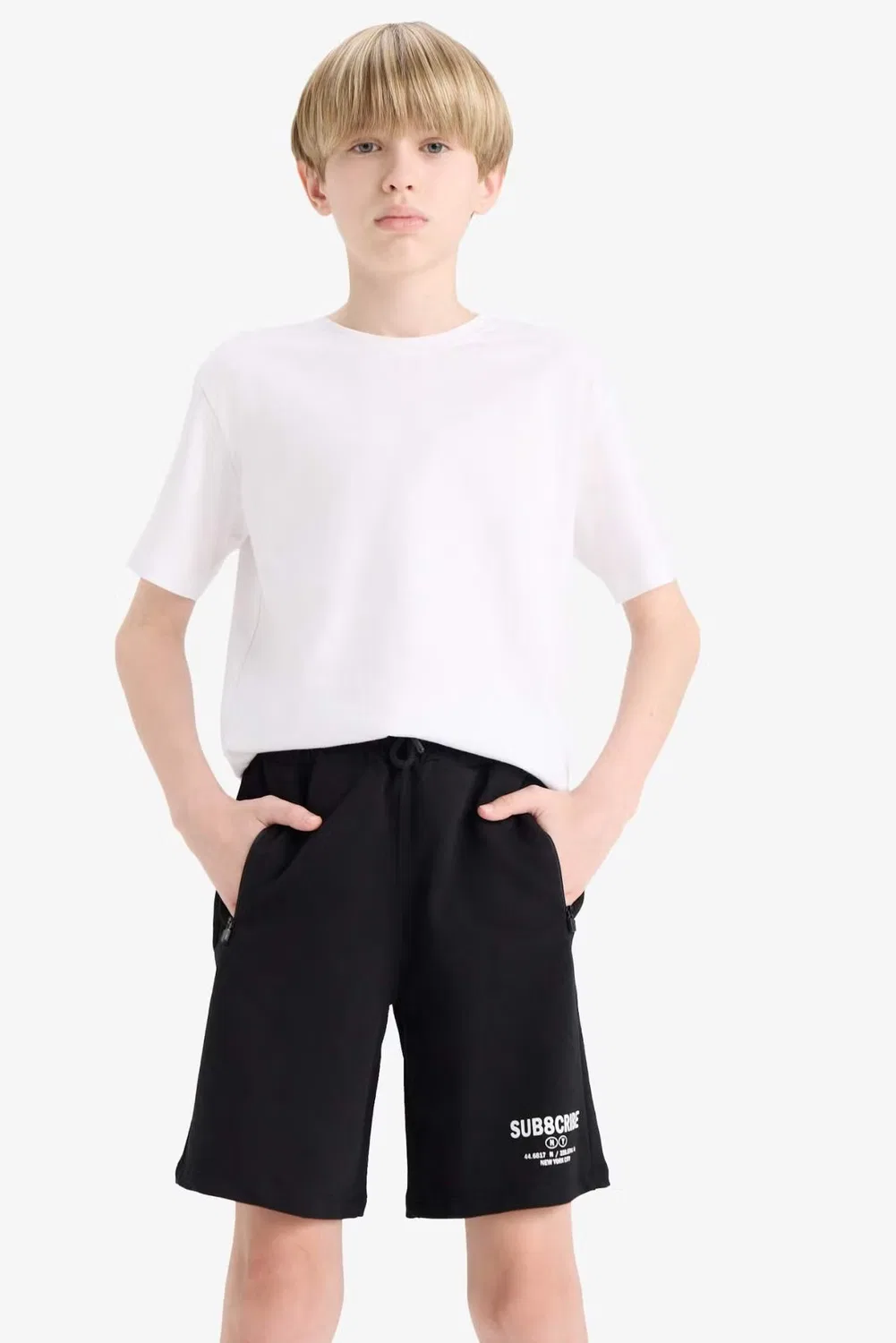 Шорты из футера с принтом New Regular Fit Defacto, черный — фото 3