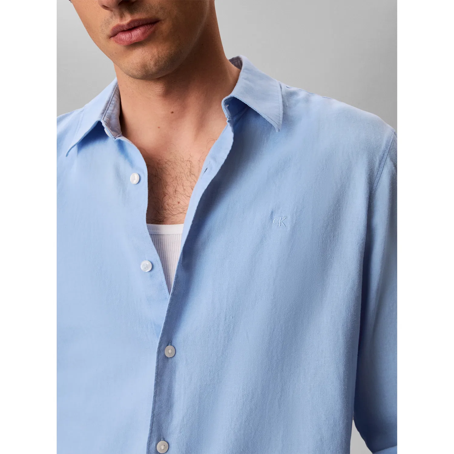 Мужская рубашка из льна и лиоцелла Calvin Klein, Placid Blue — фото 3