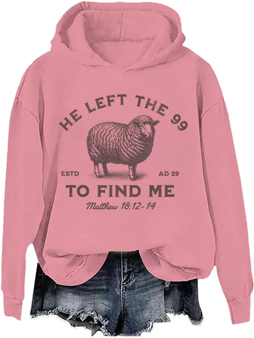 Женское худи с принтом He Left The 99 To Find Me, розовый