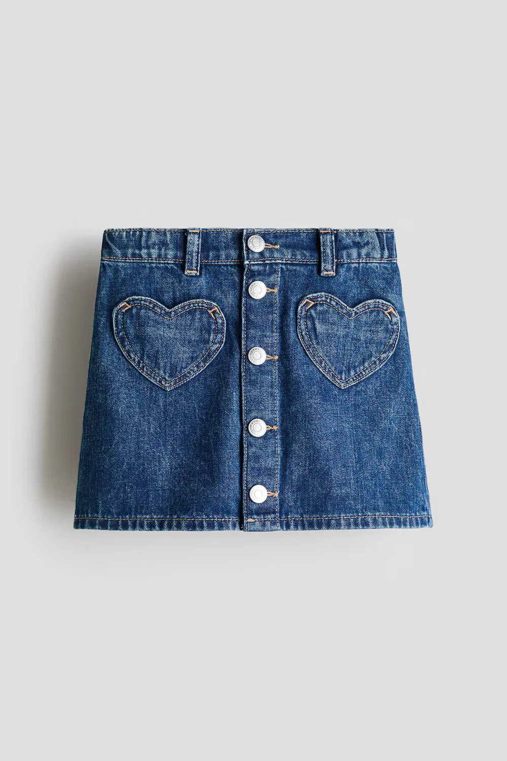 Джинсовая юбка А-силуэта H&M, Denimblau/Herzen — фото 4