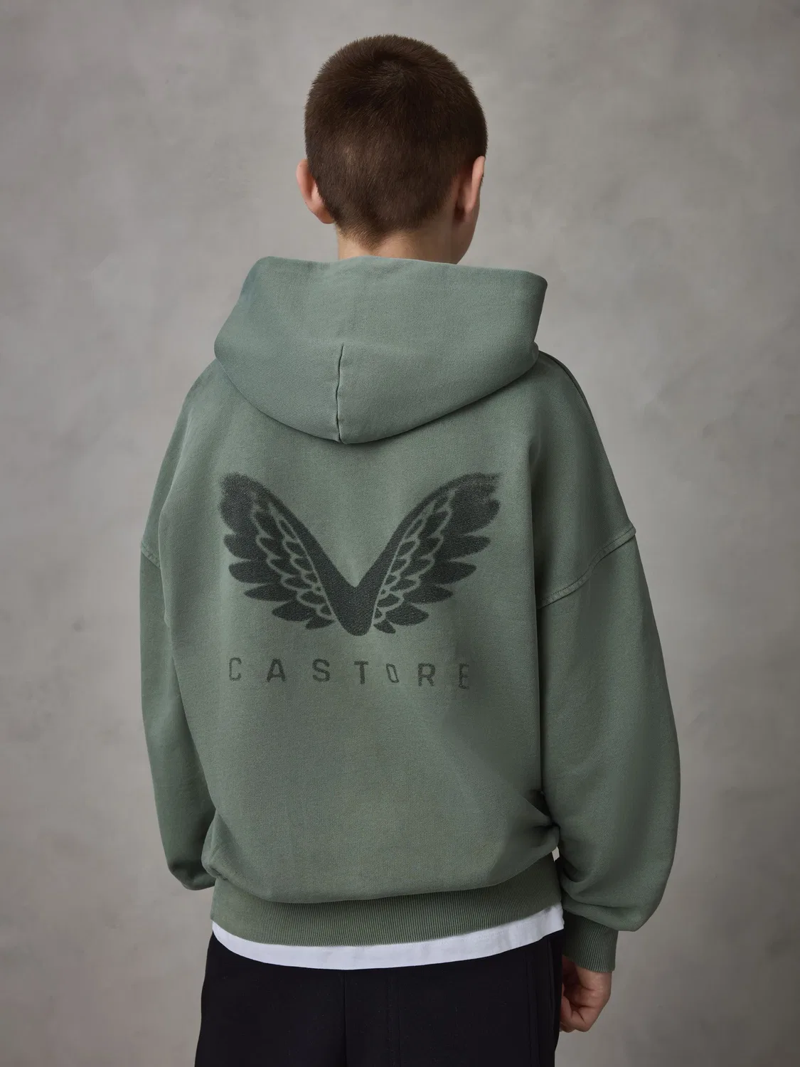 Худи оверсайз, хлопковое Castore Washed Khaki Logo Oversized Heavyweight Castore, хаки — фото 2