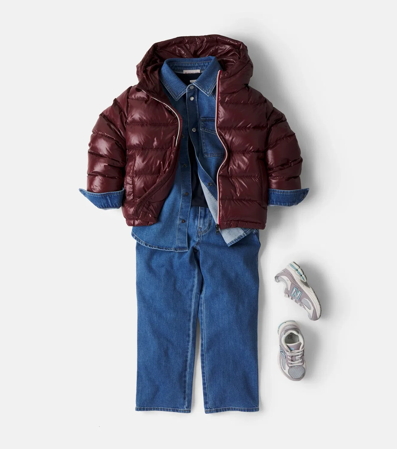Пуховая куртка с капюшоном Aubert Moncler Enfant, бордовый — фото 2