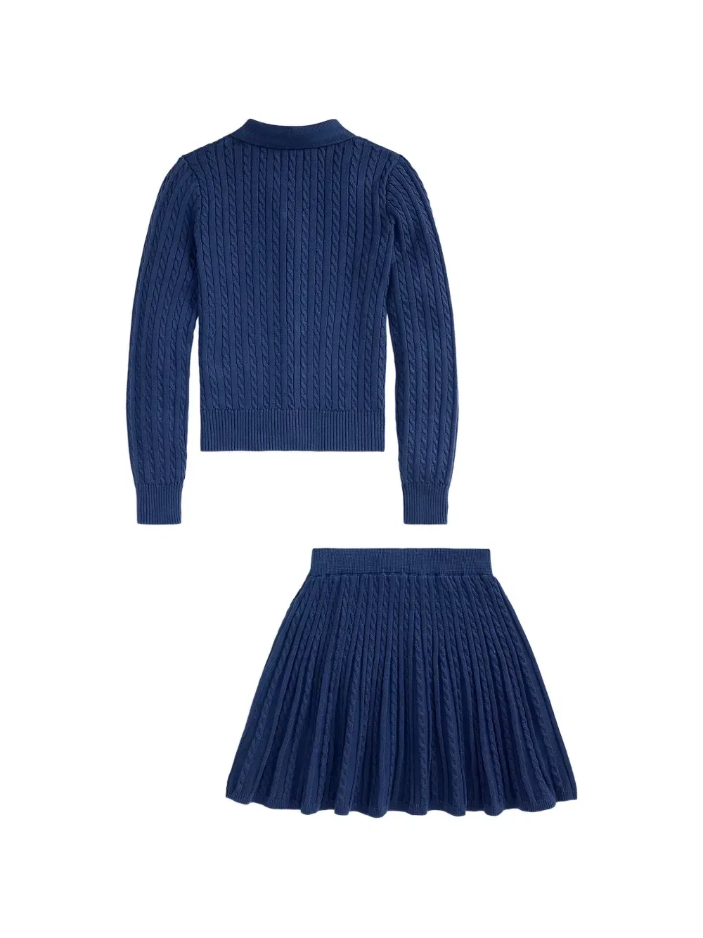 Комплект из кардигана и юбки фактурной вязки POLO RALPH LAUREN KIDS, синий — фото 2
