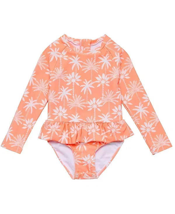 Детский купальник для девочек с юбкой Cali Palms Recycled Skirt Surf Suit Snapper Rock, оранжевый