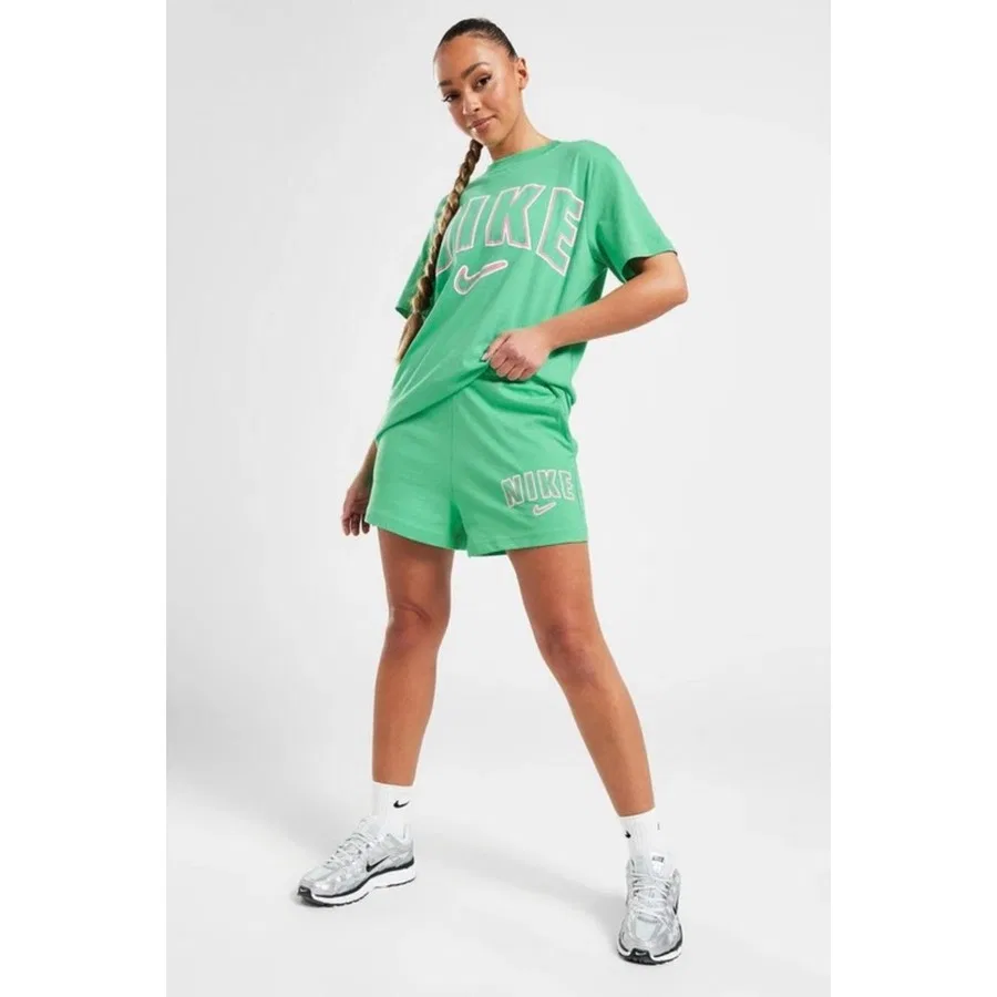 Шорты спортивные с высокой посадкой, хлопковые, Nike, Зеленый — фото 3