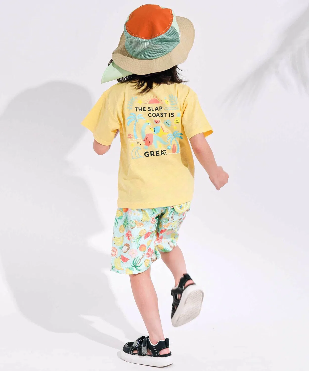 Детская футболка с принтом и карманом-подсумкой, модель Pochett T-shirt SLAP SLIP, Off White — фото 3