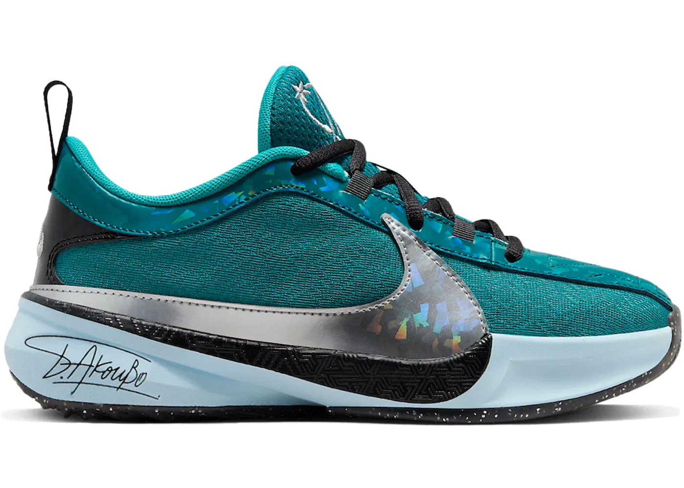 Детские кроссовки с принтом Nike Zoom Freak 5 Nike, Geode Teal/Metallic Silver/Black/Glacier Blue