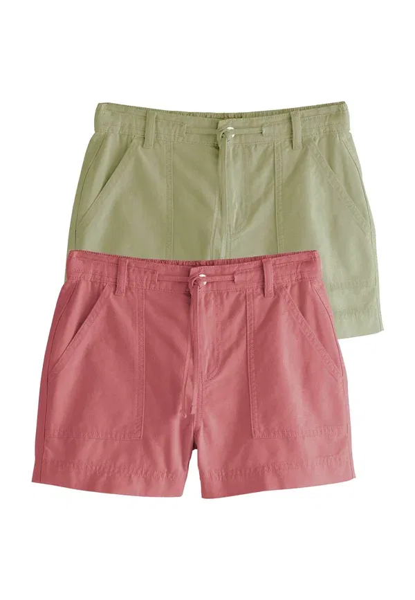 Комплект джинсовых шорт, деним, 2 pack, Next, Pink, Khaki, Green, зеленый/розовый/хаки — фото 3