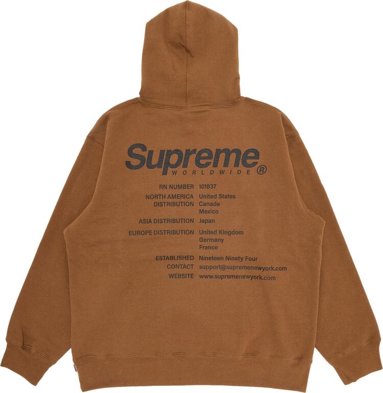 Толстовка Supreme Worldwide Hooded Sweatshirt 'Olive Brown', коричневый — фото 3