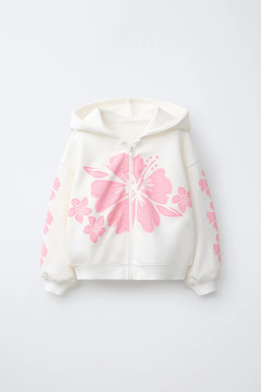 Худи с принтом гибискуса ZARA, Oyster-White