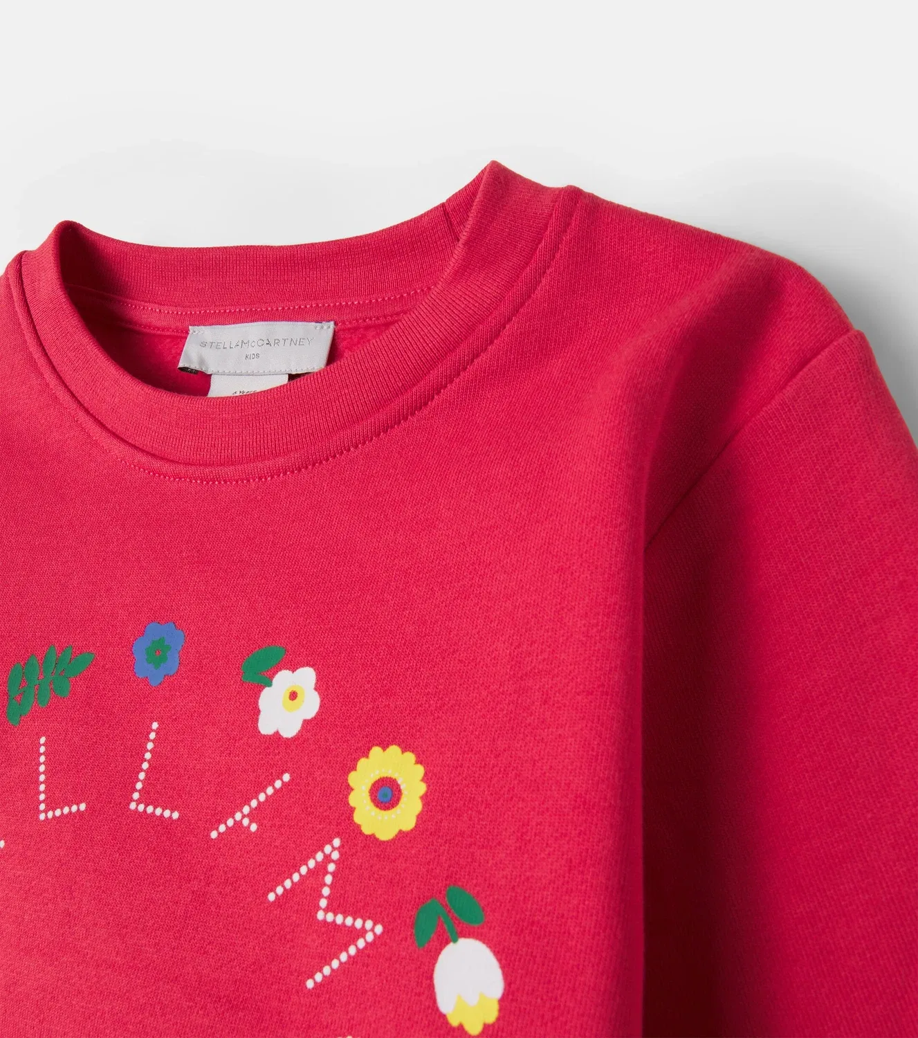 Свитшот хлопковый с цветочным принтом Stella Mccartney Kids, красный — фото 4