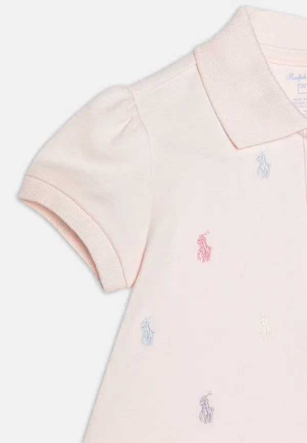 Комплект из поло с рюшами и ползунков Polo Ralph Lauren, розовый — фото 3