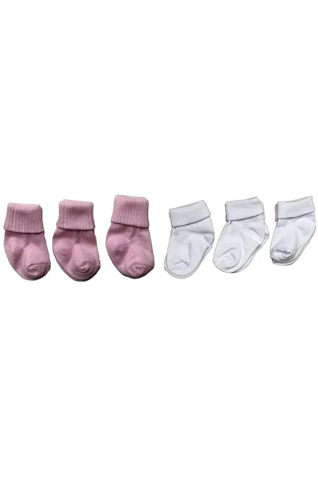 Детские носки с длинным манжетом 6 штук Neocotton, Pink-White