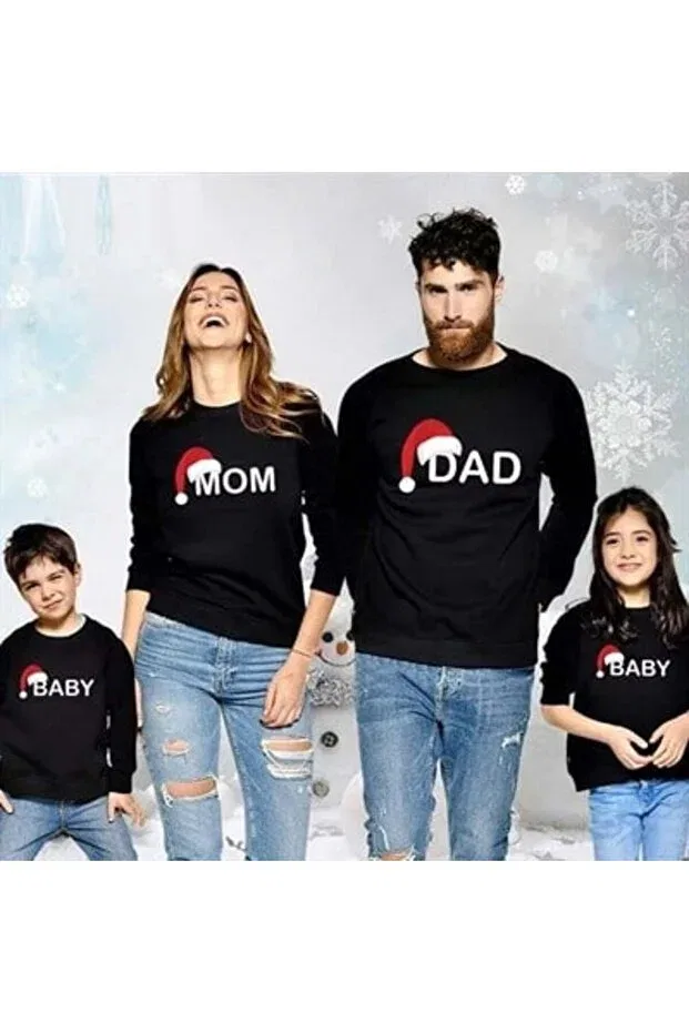 Детское худи для мальчиков с принтом Dad Mom Baby Family Combination Sweat Pieces Kokoş Bebek, Anne — фото 2