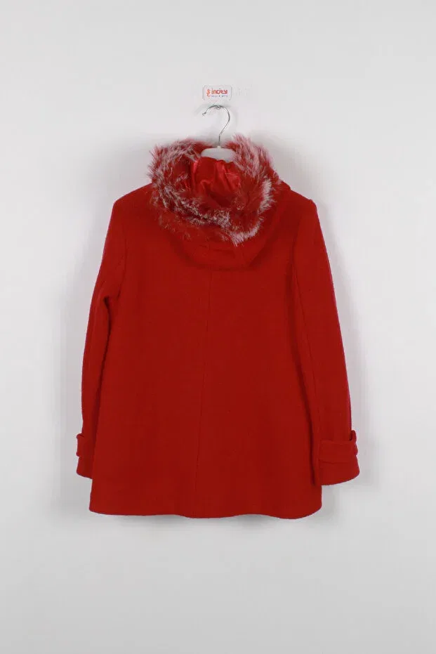 Детское пальто для девочек с капюшоном Girl'S wool stamp coat Incity, Burgundy — фото 4