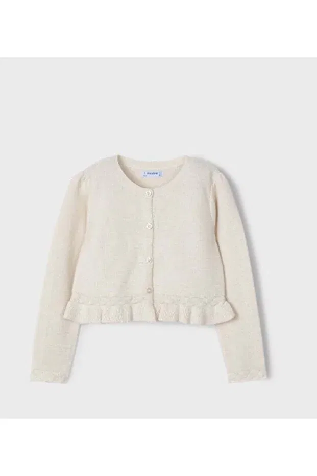 Детский кардиган для девочек с принтом 3374 detail knitted cardigan gkm0367 Mayoral, Golden