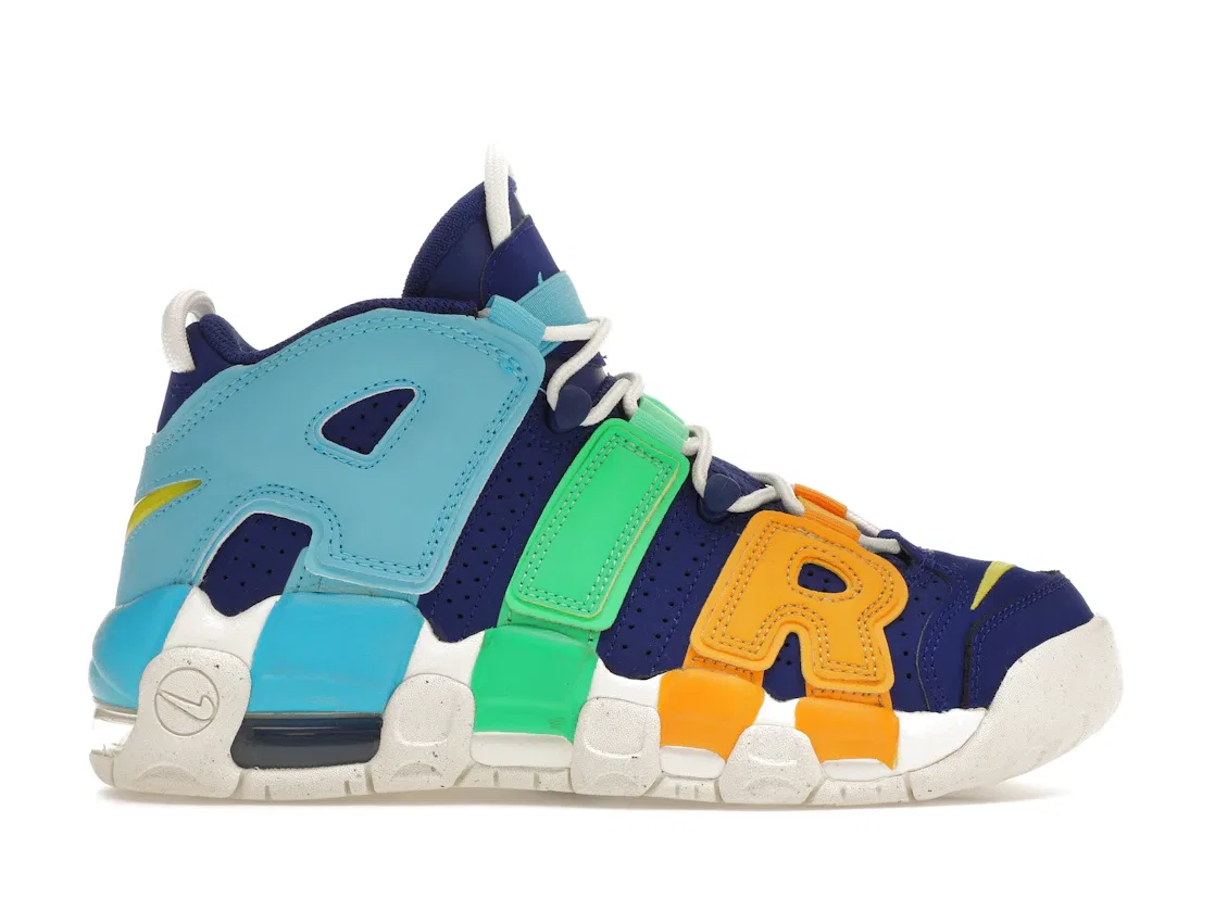 Детские кроссовки с принтом Nike Air More Uptempo Nike, Deep Royal Blue/Baltic Blue/Electric Algae/Opti Yellow