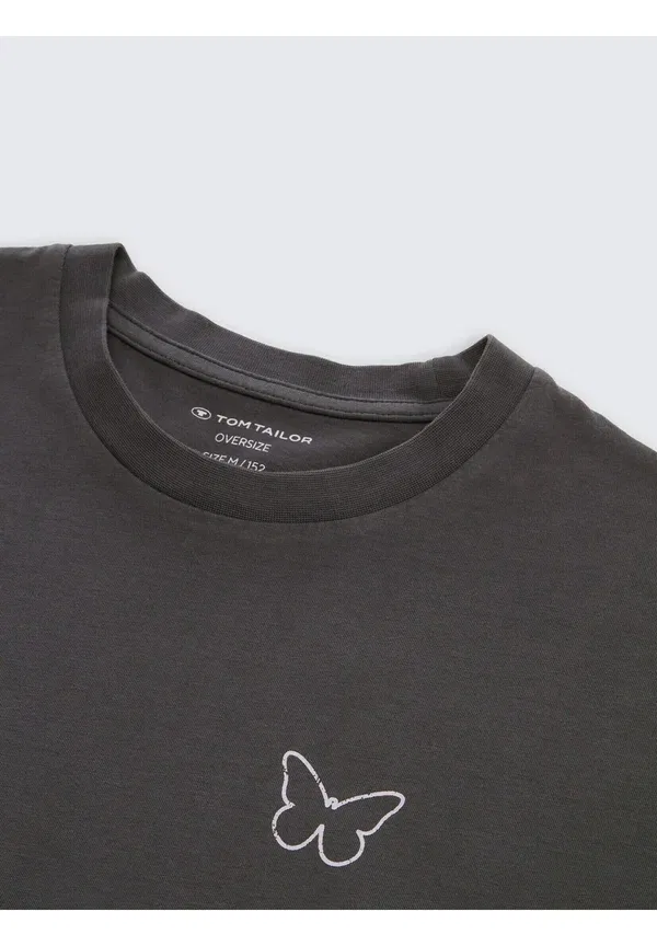 Футболка с принтом Print T-shirt Tom Tailor, Coal Grey, серый — фото 3