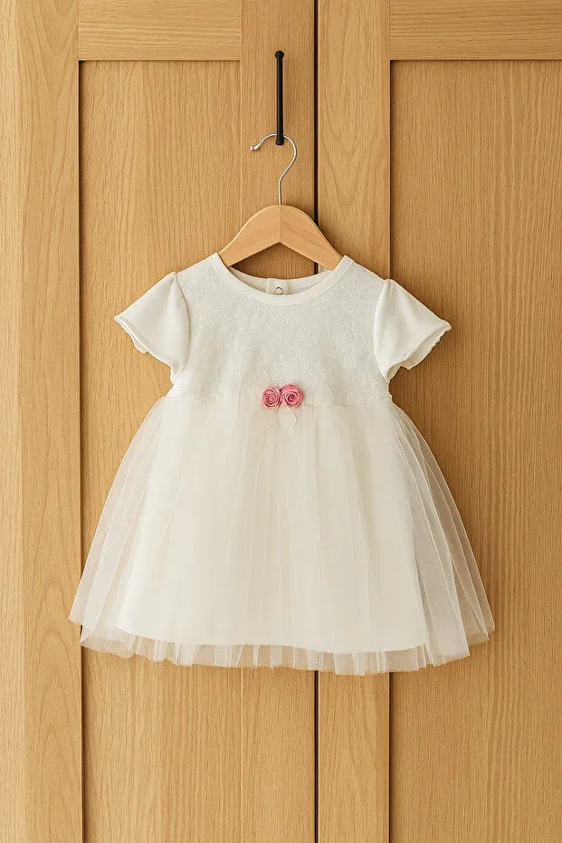 Детское платье для девочек с вышивкой Nimini Kids, Ecru