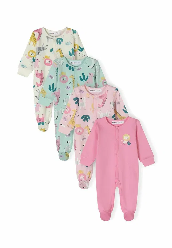 Комплект из 4 боди с длинным рукавом, хлопок, Sleep Suit Minoti, purple white mint, белый/фиолетовый — фото 2