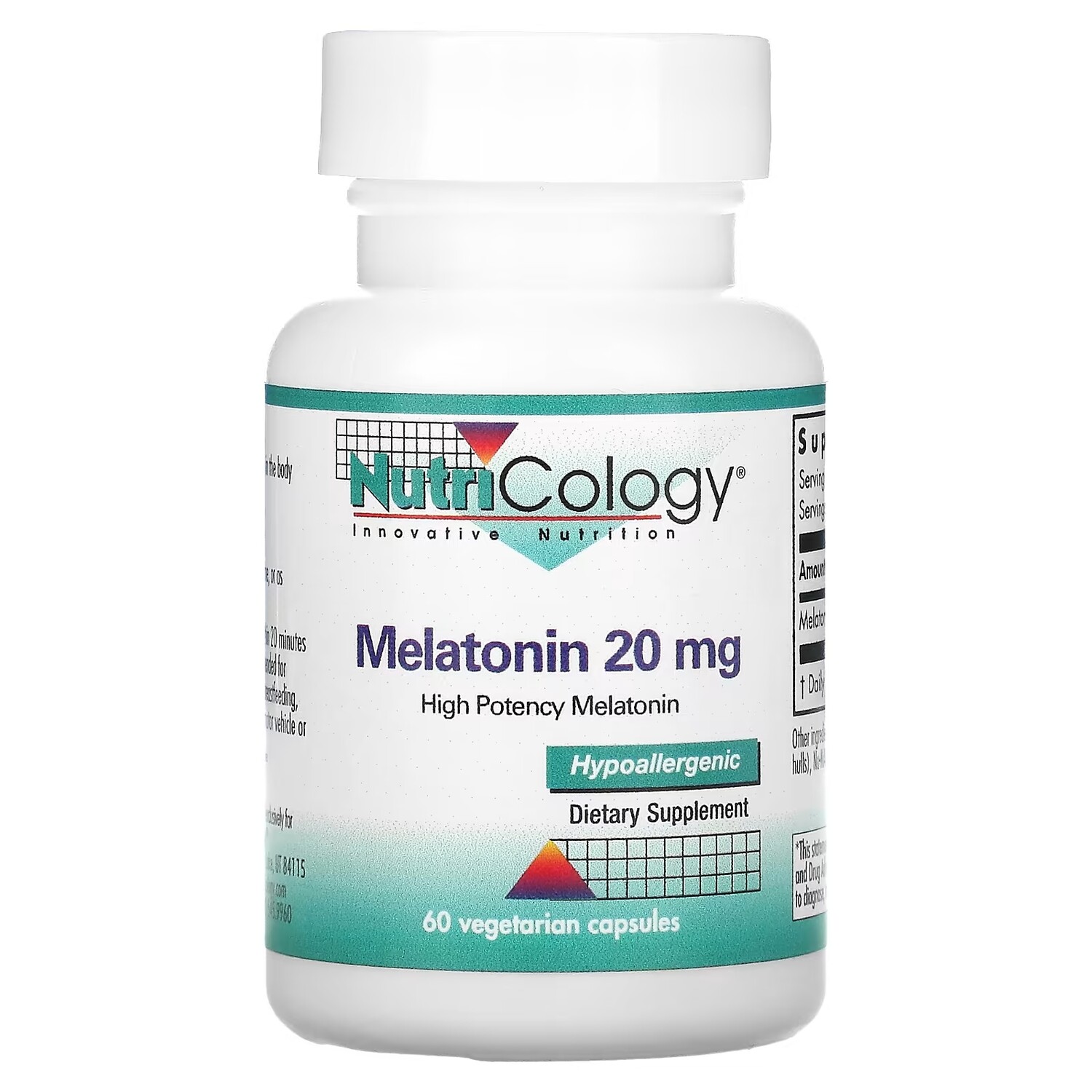 

Nutricology Мелатонин 20 мг, 60 вегетарианских капсул