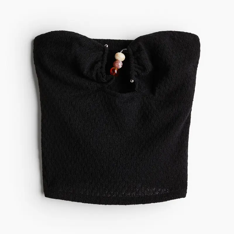 

Топ H&M Bead-detail Textured-knit Tube, черный