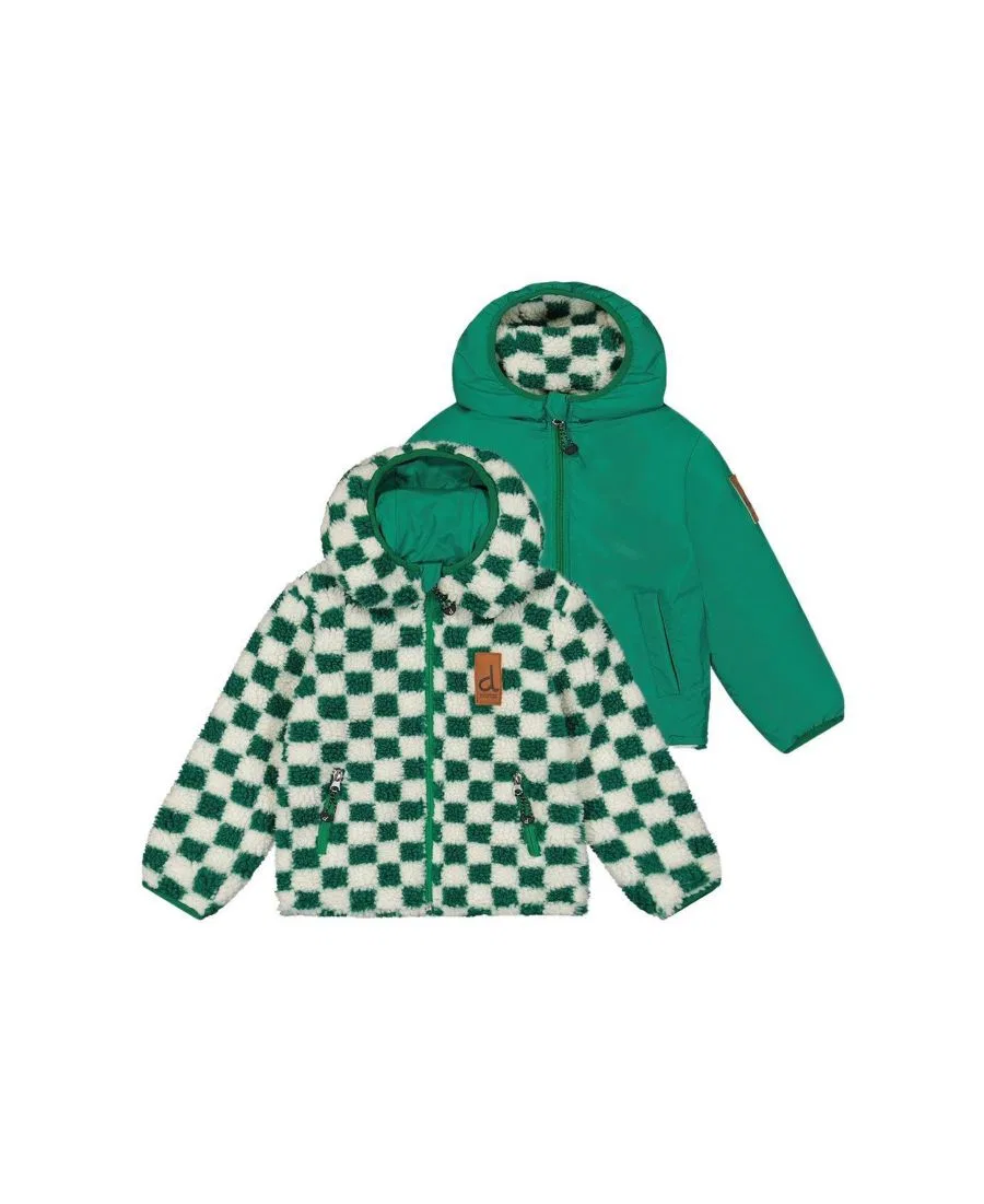 Детская куртка демисезонная двусторонняя с флисом Deux par Deux, Forest Green