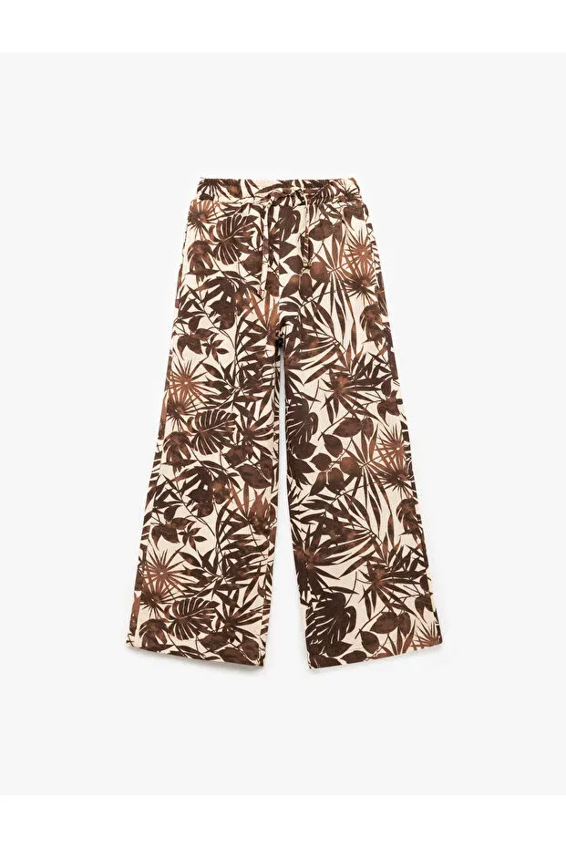 Детские брюки для девочек широкие с принтом Koton, Brown Patterned