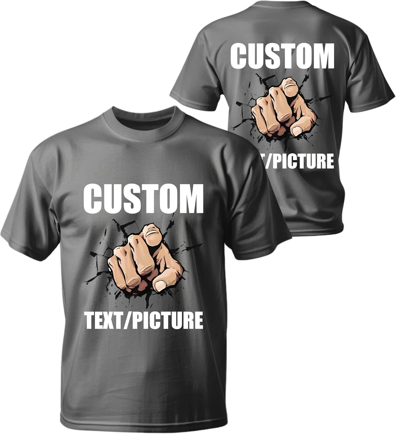 Футболка с круглым вырезом, хлопковая, Custom, Gray