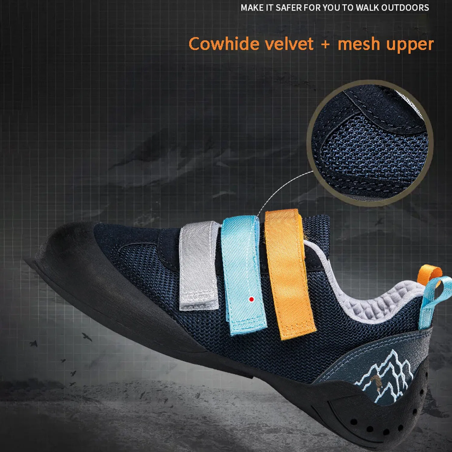 Детские скальные туфли для мальчиков и девочек с защитным носком Blissbuilt, Черный — фото 2
