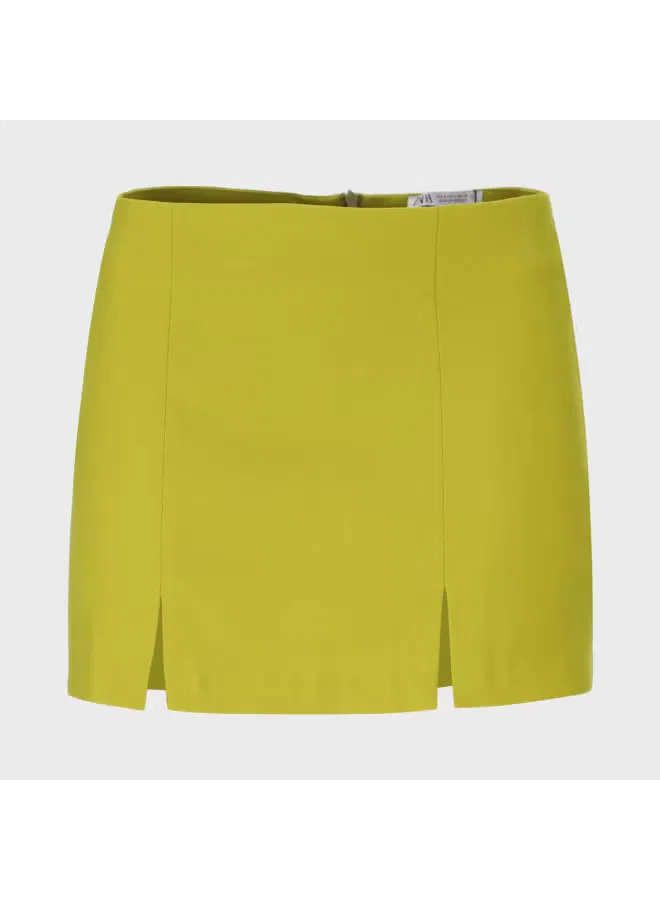 Юбка короткая минималистичная универсальная Zara, зеленый — фото 2