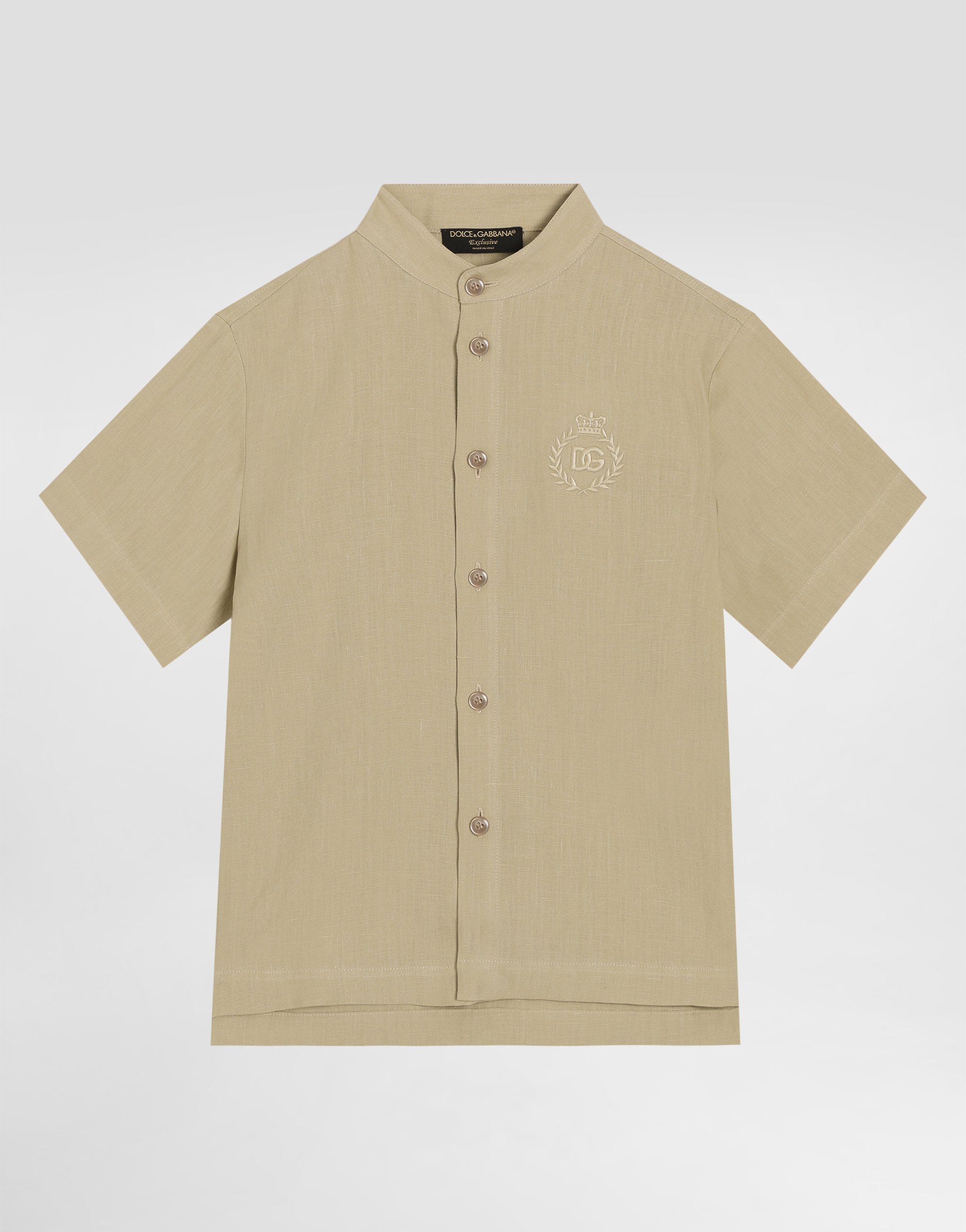 

Льняная рубашка с вышивкой логотипа DG Dolce&Gabbana, бежевый