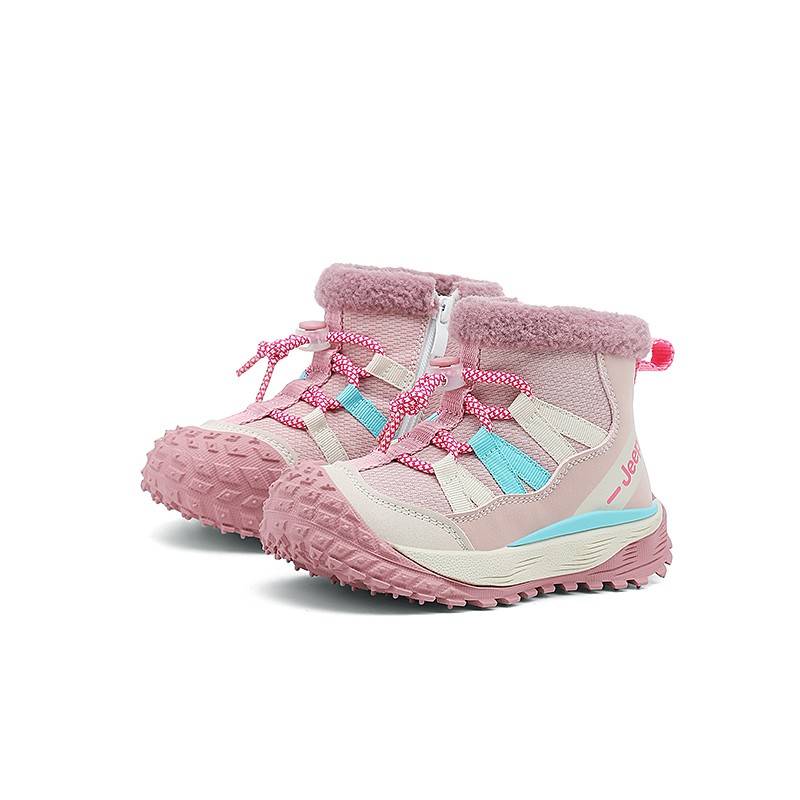 Высокие детские ботинки Khaki Brown Cherry Blossom Pink Kids' Jeep, цвет хаки/вишнёвый розовый, размер L, хлопок — фото 4